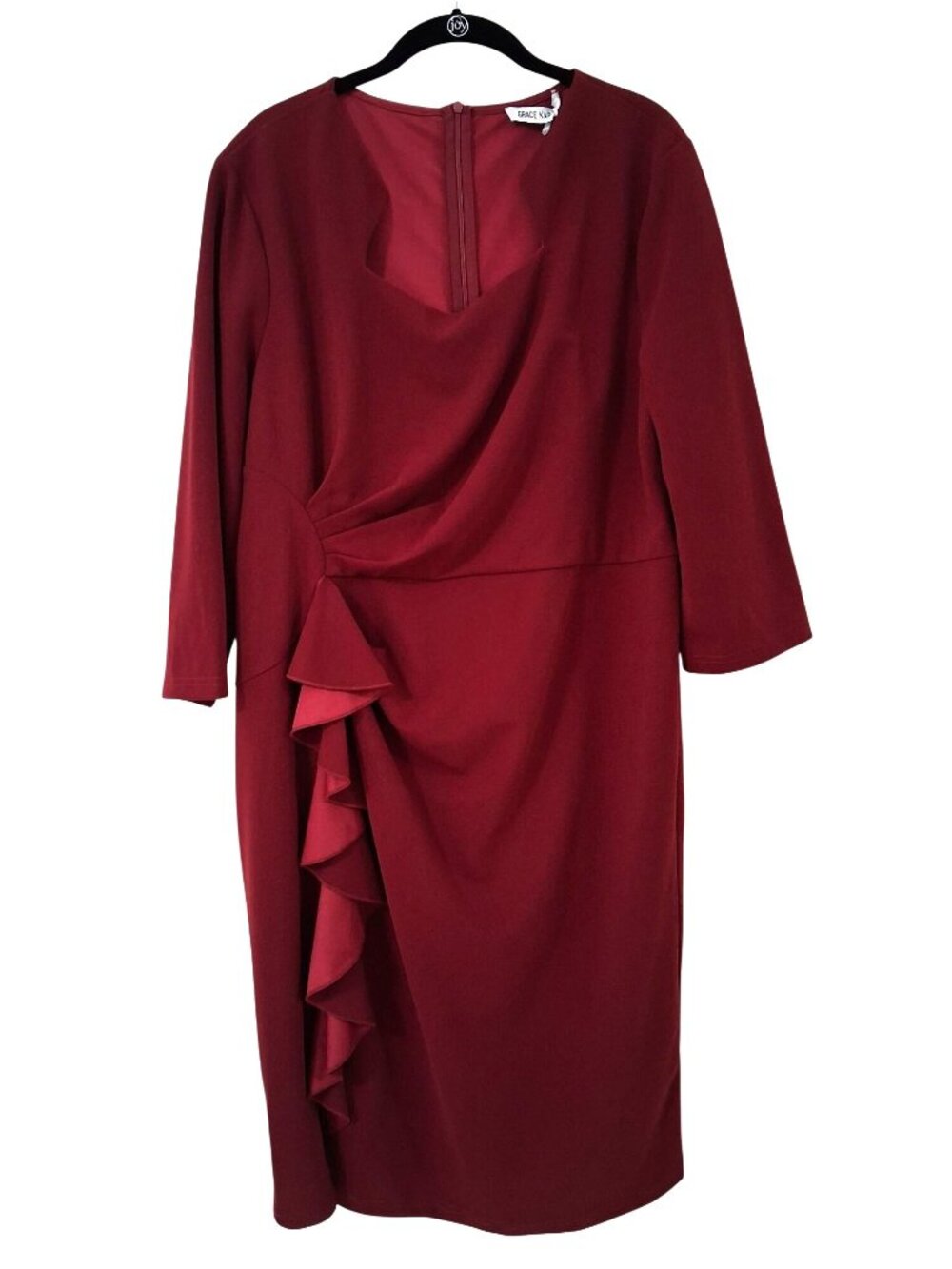 Grace Karin Burgundy Red Ruffle Midi Dress 2XL NWT